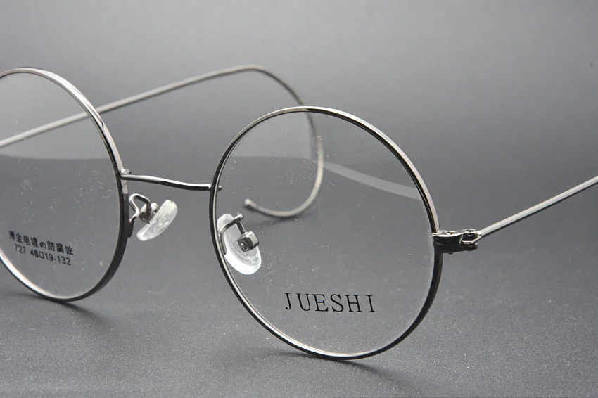 44mm Round Grey wire temple Eyeglass frames Eyewear Vintage glasses optic 2