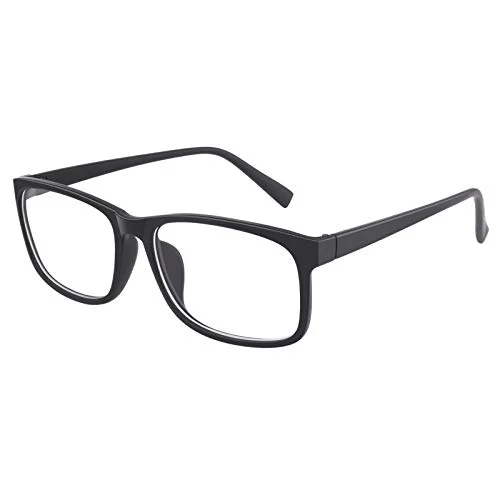 GQUEEN Fake Clear Glasses Non Prescription Glasses Eyeglasses Rectangular Frame Matte Black, 201512