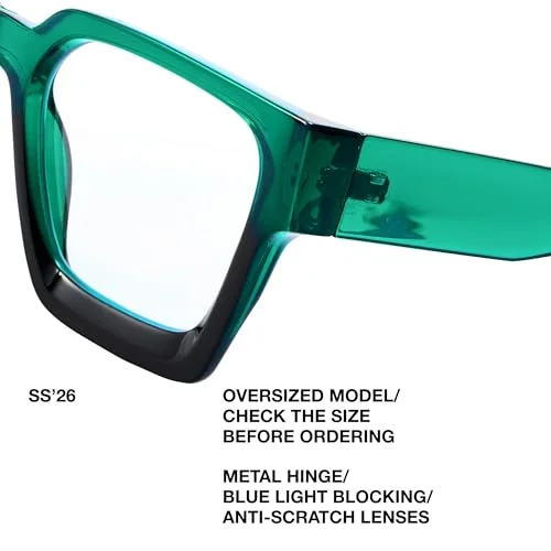 livho Oversized Eyewear Frame for Woman and Men - Rectangle Fashion Glasses for Computer, Chic Preppy Frame 3