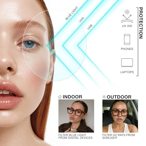 livho Oversized Eyewear Frame for Woman and Men - Rectangle Fashion Glasses for Computer, Chic Preppy Frame 4