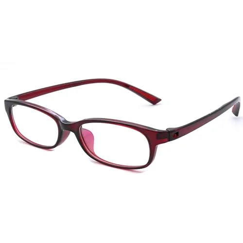 Onrtry Fake Clear Glasses Non Prescription Eyeglasses Rectangular Frame Eyewear(Transparent Red)