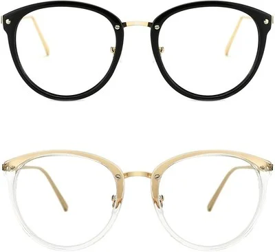 TIJN Vintage Round Metal Optical Eyewear Non-prescription Eyeglasses Frame for W